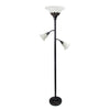 Elegant Designs 3 Light Floor Lamp with White Scalloped Glass Shades, Restoration Bronze And White