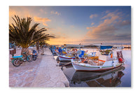 Fishing Boats Greece 16x24 Wall Art Fabric Panel Without Frame