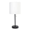 Limelights Black Stick Lamp with Charging Outlet And Fabric Shade, White Table Lamp