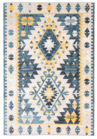 Mosaic Taupe/Blue Machine Washable Area Rug - 5'0