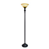 Elegant Designs 1 Light Torchiere Floor Lamp with Marbleized Amber Glass Shade, Restoration Bronze