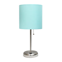 Limelights Stick Lamp with Usb Charging Port And Fabric Shade, Aqua  Table Lamp