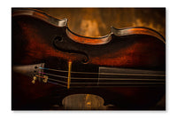 Detail of Old Violin in Vinstage Style on Wood Background 16x24 Wall Art Fabric Panel Without Frame