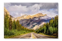 Scenic View of The Road on Icefields Parkway 16x24 Wall Art Fabric Panel Without Frame