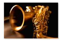 Tenor Sax Golden Saxophone Macro Selective Focus 24x36 Wall Art Fabric Panel Without Frame