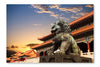 Bronze Lion in The Forbidden City 28x42 Wall Art Fabric Panel Without Frame