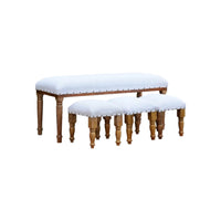 4 Piece Wood Bench and Stools Set Diamond Benches