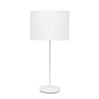 Simple Designs White Stick Lamp with Fabric Shade, White Table Lamp