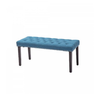 Cabara Tufted Fabric Bench Blue Benches