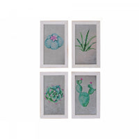 Metal Wall Art with Frame Cactus Assorted - Set of 4 Wall Decor