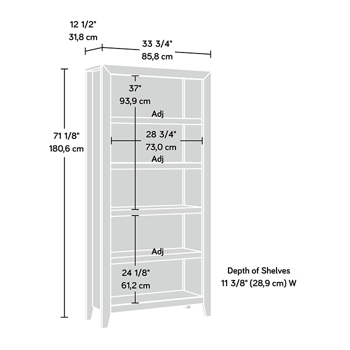 Dakota Pass 5-Shelf Bookcase - Craftsman Oak