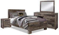 Derekson 6pc Bedroom Set with Panel Bed, Dresser, Mirror & Nightstand, Grey - Queen Size 