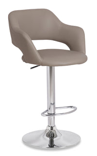 Finn Barstool with Swivel & Adjustable Seat, Vegan Leather Fabric, Metal - Beige 