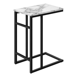 White Marble Black Metal Accent Table