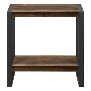 Brown Reclaimed Wood-look Black Metal Side Table