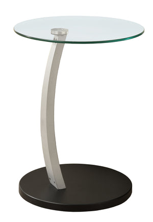 Black Silver Bentwood W Tempered Glass Accent Table