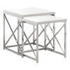 2pcs Set Glossy White Chrome Metal Nesting Table