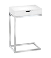 Chrome Metal Glossy White with A Drawer Accent Table