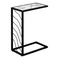 White Marble-look Black Metal Accent Table