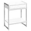 Glossy White Chrome Metal Accent Table