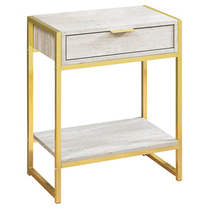 Beige Marble Gold Metal Accent Table