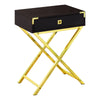 Espresso Gold Metal Accent Table