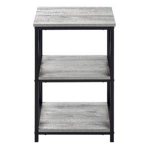 Grey Wood-look Black Metal Side Table Nightstand Table