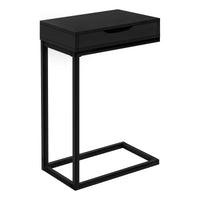 Black, Black Metal With A Drawer Accent Table