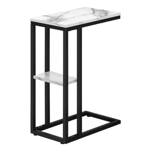 White Marble-look black Metal Side Table
