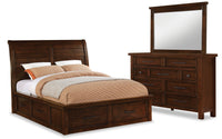 Sonoma 5pc Bedroom Set with Storage Bed, Dresser & Mirror, Mango Brown - Queen Size 