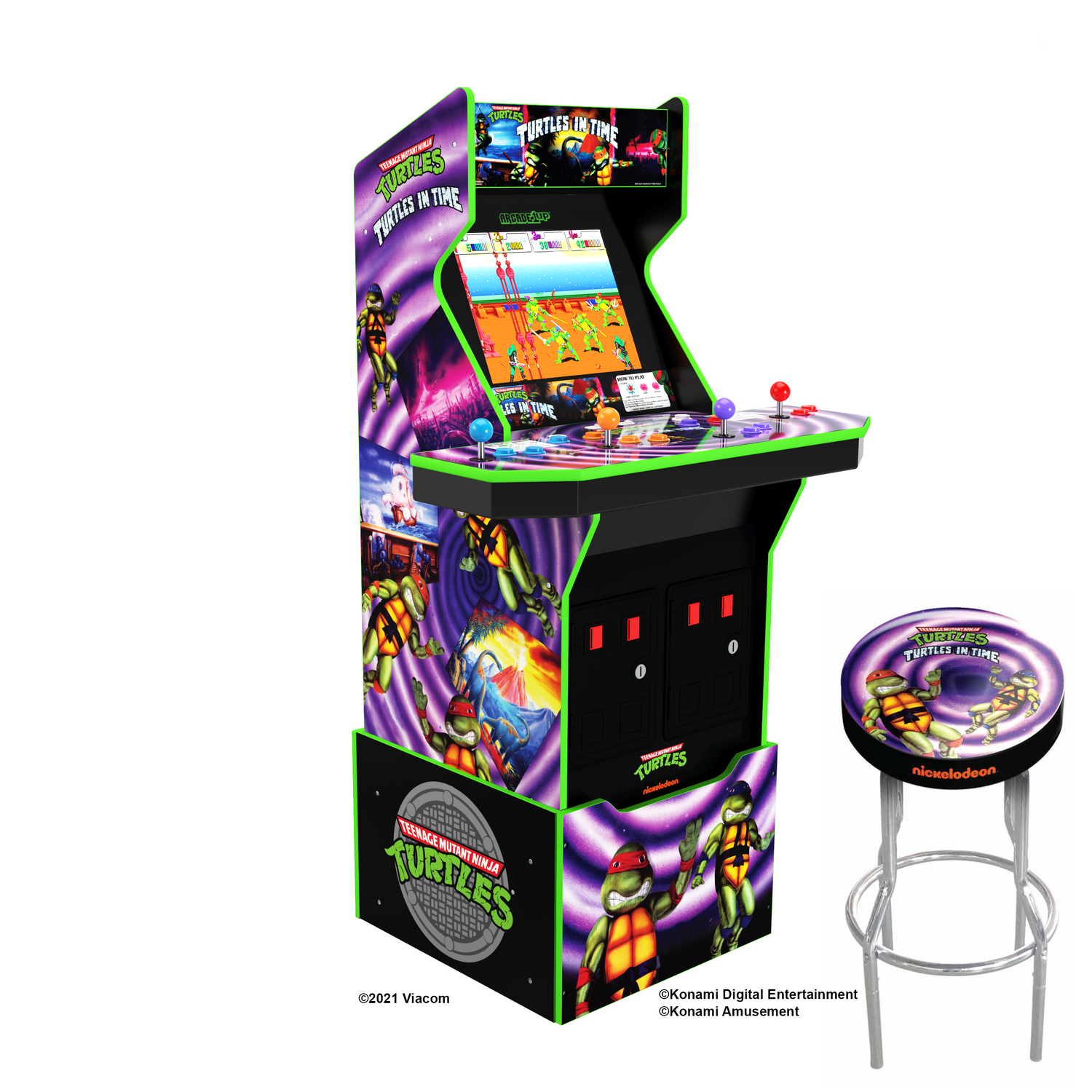 Arcade1Up Teenage Mutant Ninja Turtles: Turtles in Time™ Arcade Cabinet  with Riser and Stool