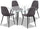 Wilma 5pc Dining Set with Table & 4 Chairs, Glass Top, Metal, 55