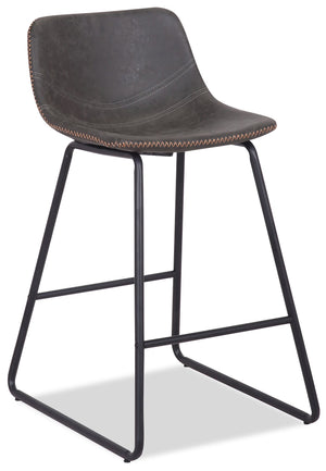 Coty Counter-Height Stool with Vegan Leather Fabric, Metal - Grey