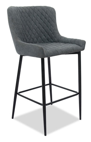 Demi Counter-Height Stool with Velvet-Like Fabric, Metal - Grey