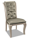 Diva Dining Chair with Vegan-Leather Fabric, Button Tufted - Silver Grey