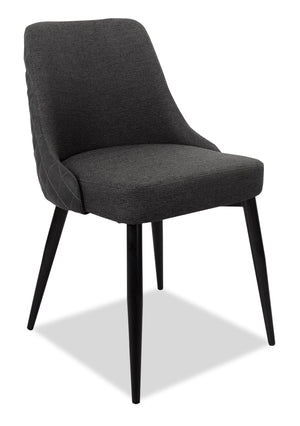 Eden Dining Chair with Linen-Look Fabric, Metal - Charcoal