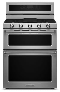 KitchenAid 6.7 Cu. Ft. Dual Fuel Range with Self-Clean and Double Oven - Stainless Steel - KFDD500ES… 
