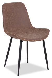 Kaia Dining Chair with Vegan Leather Fabric, Metal - Brown 