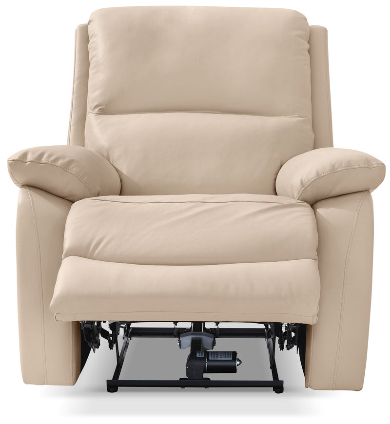 Grove Genuine Leather Power Recliner with Adjustable Headrest - Cream ...