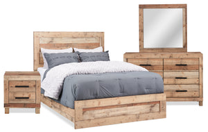 Mojave 6pc Bedroom Set with Bed, Dresser, Mirror & Nightstand, Rustic, Brown - Queen Size