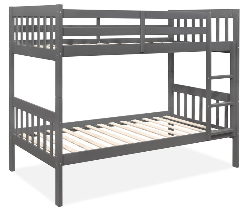 Miko Bunk Bed with Ladder & Guard Rail for Kids, Grey - Twin/Twin | The ...