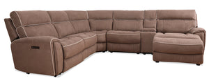 Newport 6-Piece Faux Suede Right-Facing Power Reclining Sectional - Taupe