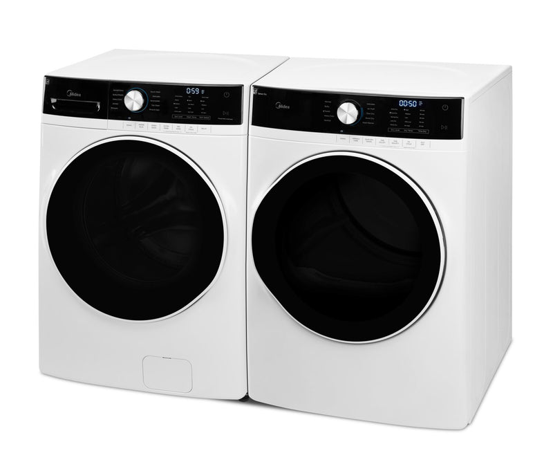 Midea 5.2 Cu. Ft. Front-Load Washer and 8 Cu. Ft. Electric Dryer ...