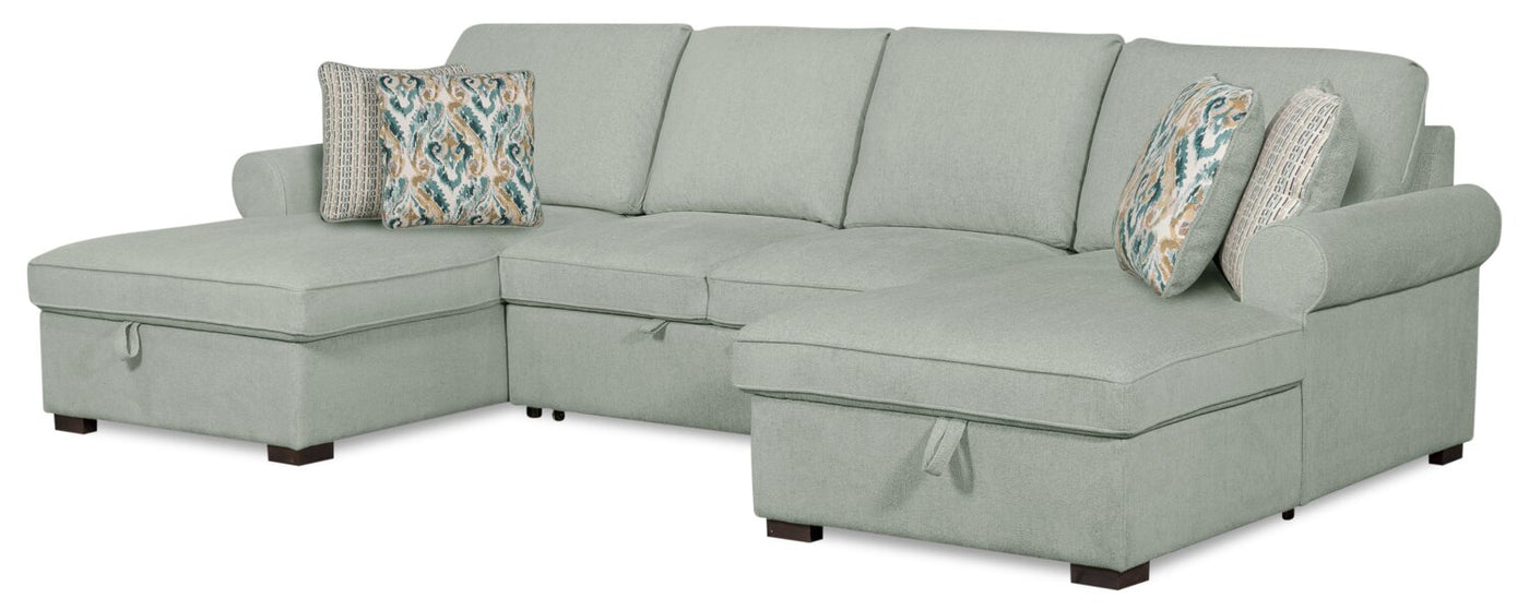 Bellini 3 piece taupe deals sleeper sectional