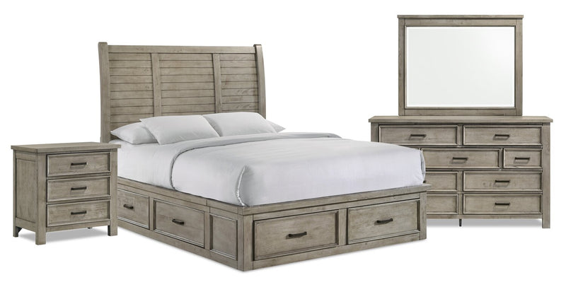 Levi6pcBedroomSetwithStorageBed,Dresser,Mirror&Nightstand,Wooden,DriftGrey-QueenSize