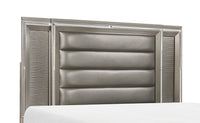 Max Panel Headboard, LED, Vegan Leather, Glam, White - King Size 