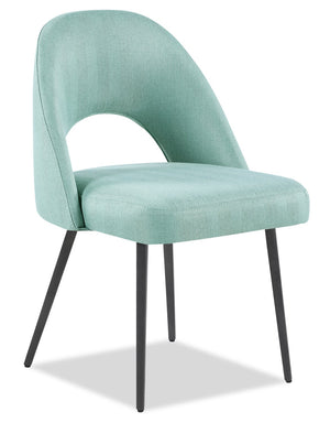 Elijah Dining Chair with Linen-Look Fabric, Metal - Aqua
