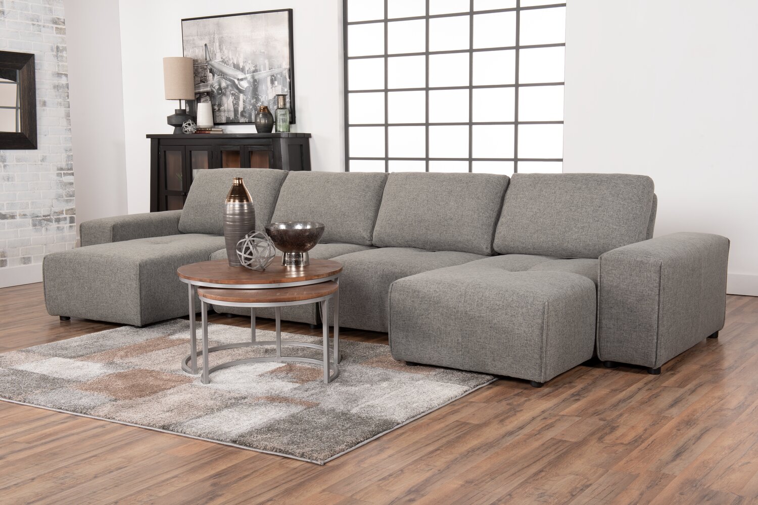 Modera 6-Piece Linen-Look Fabric Modular Sectional - Grey | The Brick