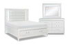 Max 5pc Bedroom Set with Storage Bed, Dresser & Mirror, LED, Glam, White - King Size