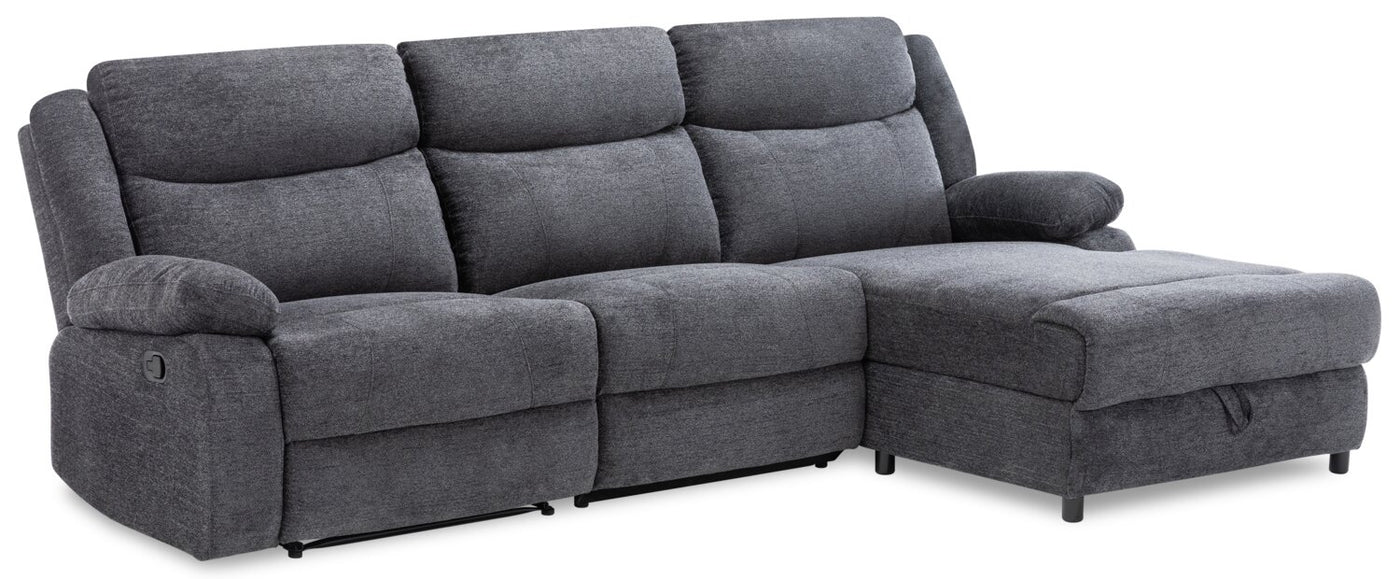 Alina 3 Piece Right Facing Manual Reclining Sectional Grey The